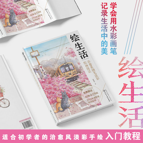 赠配套视频 绘生活 治愈系钢笔淡彩绘画技法 初学者水彩钢笔画教程 轻松学会淡彩绘画 水彩画技法教程 治愈风淡彩手绘线稿上色教学