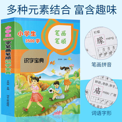 小学生3500字笔画笔顺识字多功能宝典 全国通用版 小学生全笔顺部首结构多音多义字级规范字典 减少错别字双色彩印笔画写字现