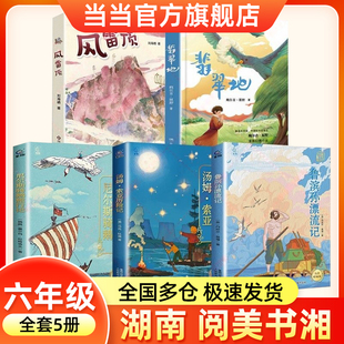湖南阅美书湘六年级下册寒假必读共读书目小学生课外阅读书籍鲁滨孙漂流记尼尔斯骑鹅旅行记汤姆索亚历险记名作精编版风雷顶翡翠地