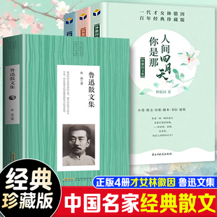 《林徽因文集》+鲁迅散文集（全4册）中国名家散文经典百年经典珍藏版小说