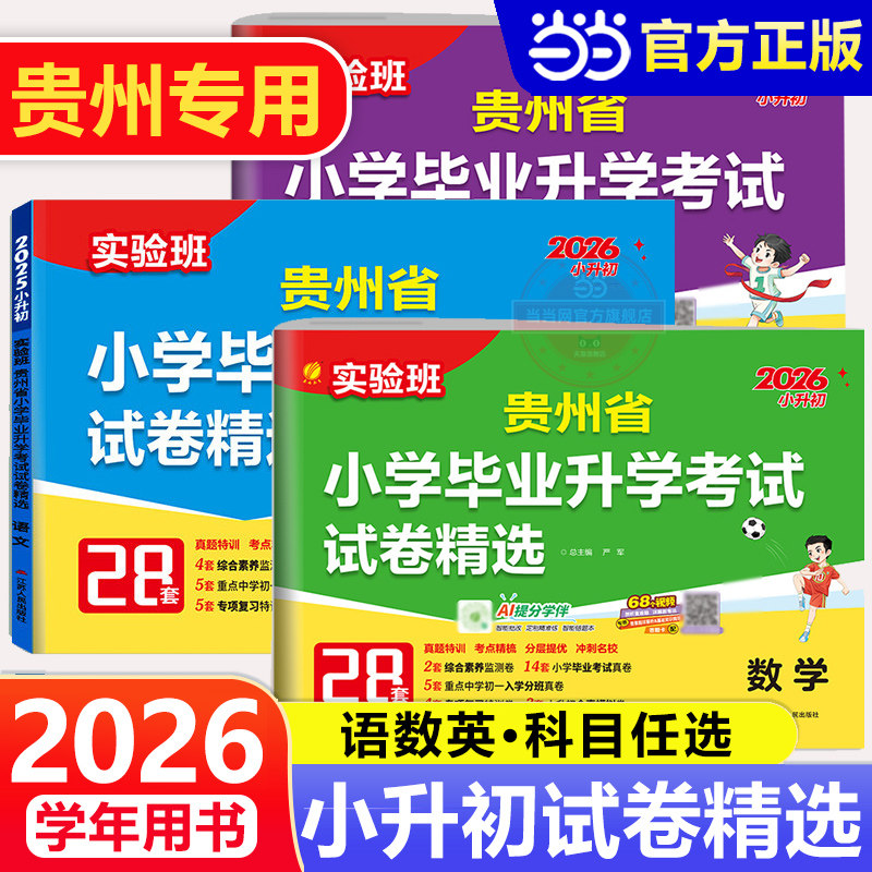 当当网 实验班小升初真题卷2026贵州省小学毕业升学考试试卷精选语文数学英语人教六年级下册总复习必刷题历年真题测试卷 春雨教育