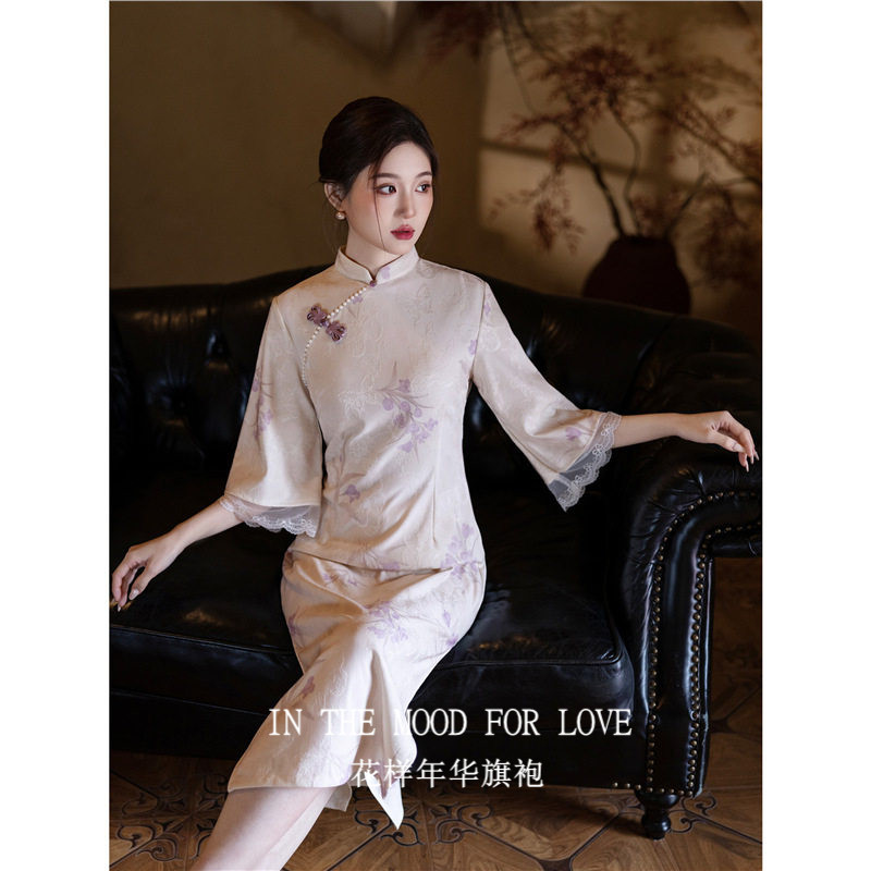 四小姐花样年华旗袍新中式女2026新款春夏少女长袖气质淑女连衣裙