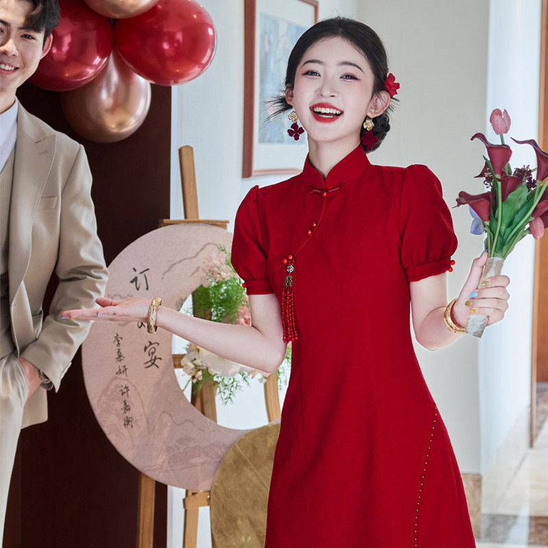 四小姐花样年华旗袍新中式红色敬酒服新娘结婚年轻款少女小个子订
