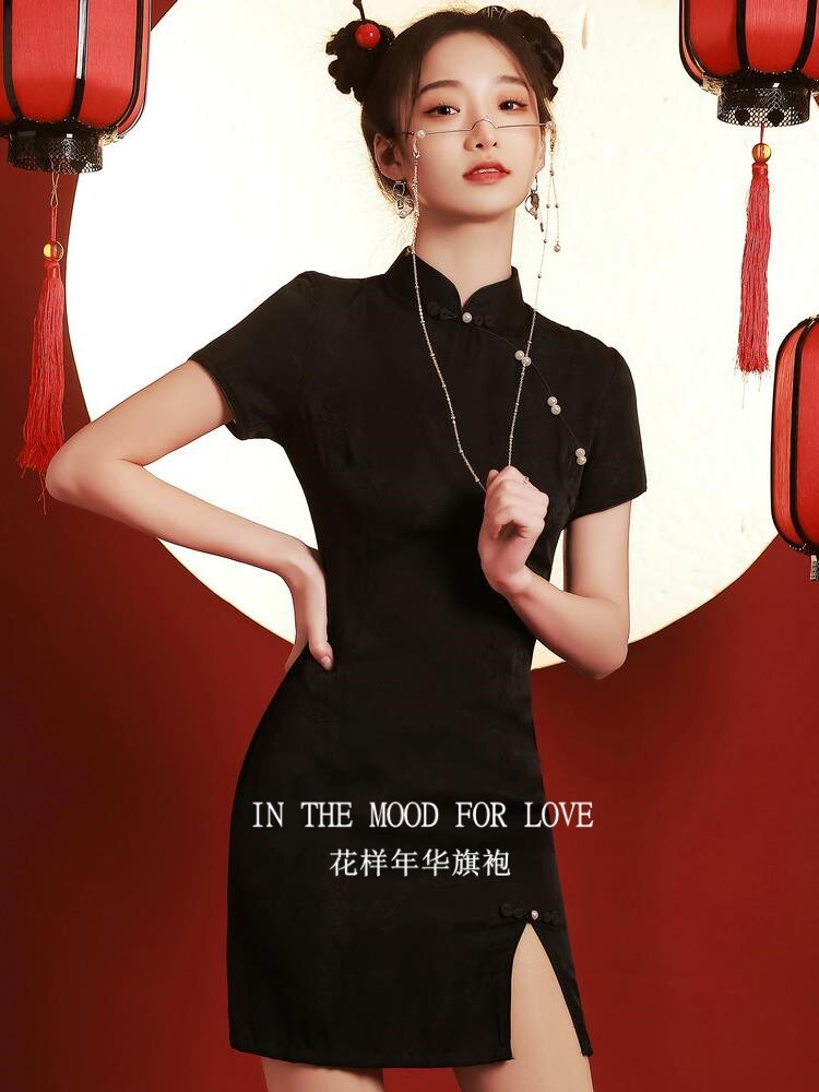 【花样年华旗袍】少女复古改良高级短款2026法式连衣裙气质绝美风
