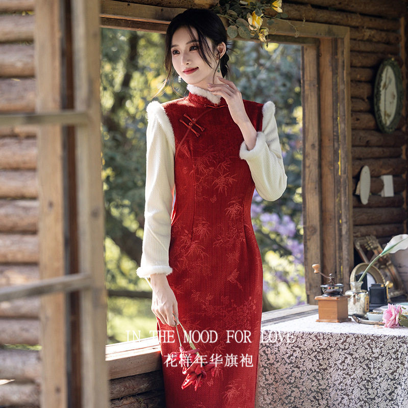 新中式红色修身冬款30