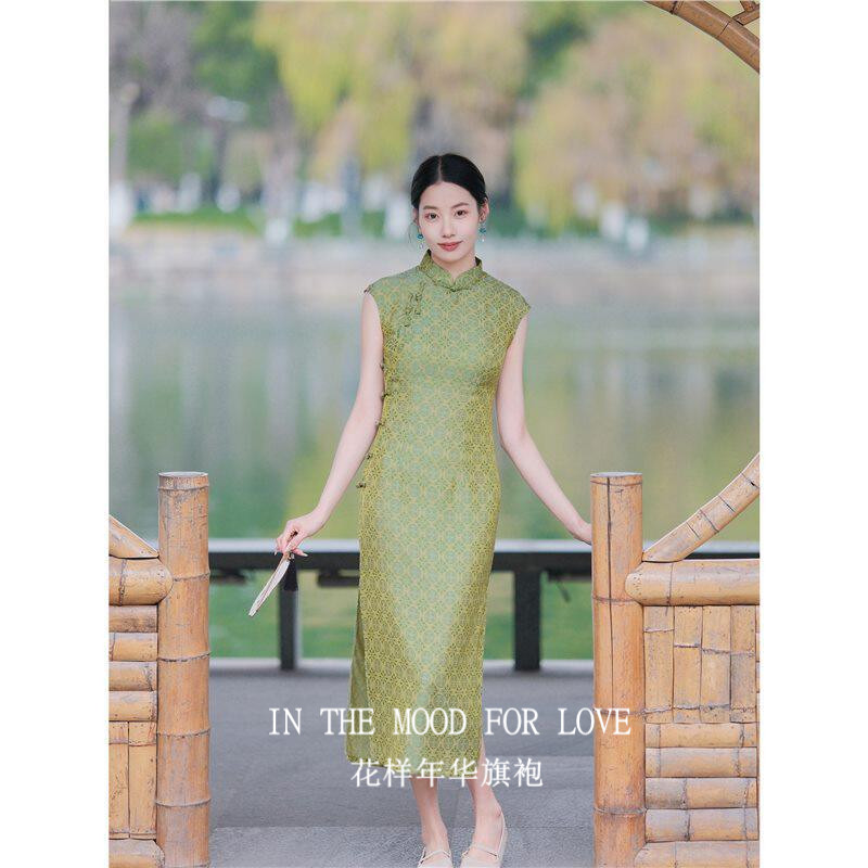 四小姐花样年华旗袍绿色改良新中式国风连衣裙气质优雅2026新款夏