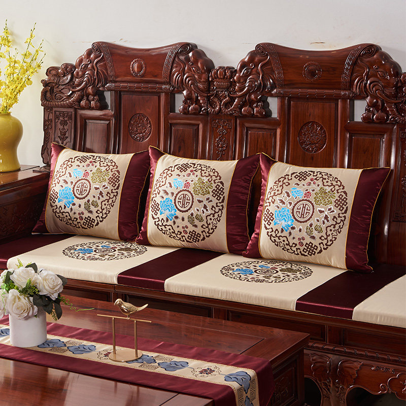 中式新款亚麻抱垫中国风客厅古典大靠枕靠背腰枕套含芯红木沙发