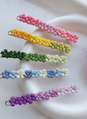 定制手工发饰女童可爱头饰刺绣彩虹泡芙小花紫色侧边青蛙发卡发夹