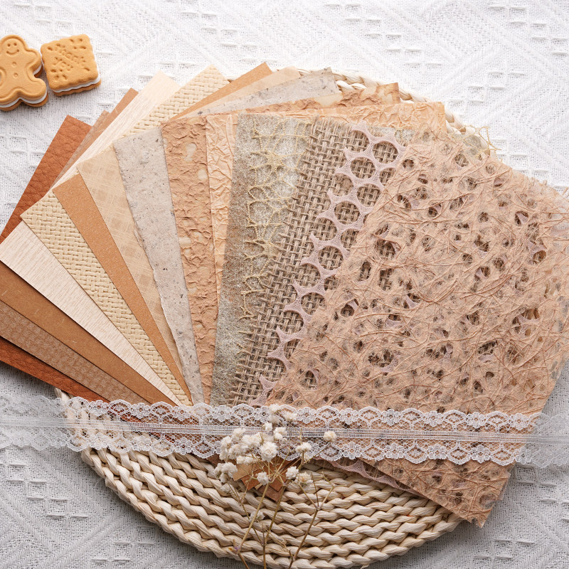 榛果拿铁 棕色系A5手账拼贴手工网纱艺术纹理纸包邮15款混合环创,文具电教/文化用品/商务用品,折纸/手工纸/衍纸,淘宝优惠券,粉丝福利购,淘宝优惠卷