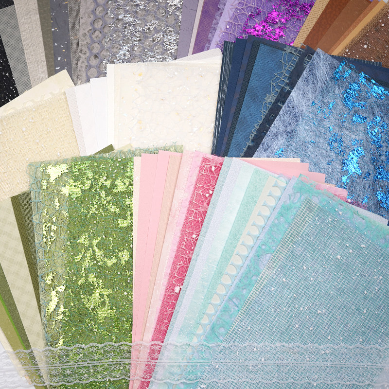 A4手帐特种纸艺术纸痛包背景纸谷美网纱手工拼贴环创美甲摆拍素材