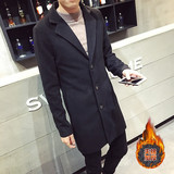 D67加棉款秋冬男士韩版修身潮男装中长款风衣男呢料外套男P55，男装风衣，四季星座1205