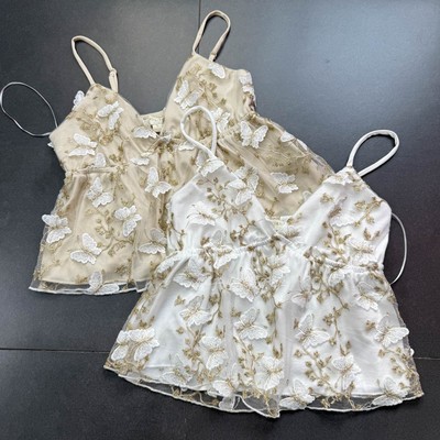 外贸V领立体小蝴蝶短款吊带背心