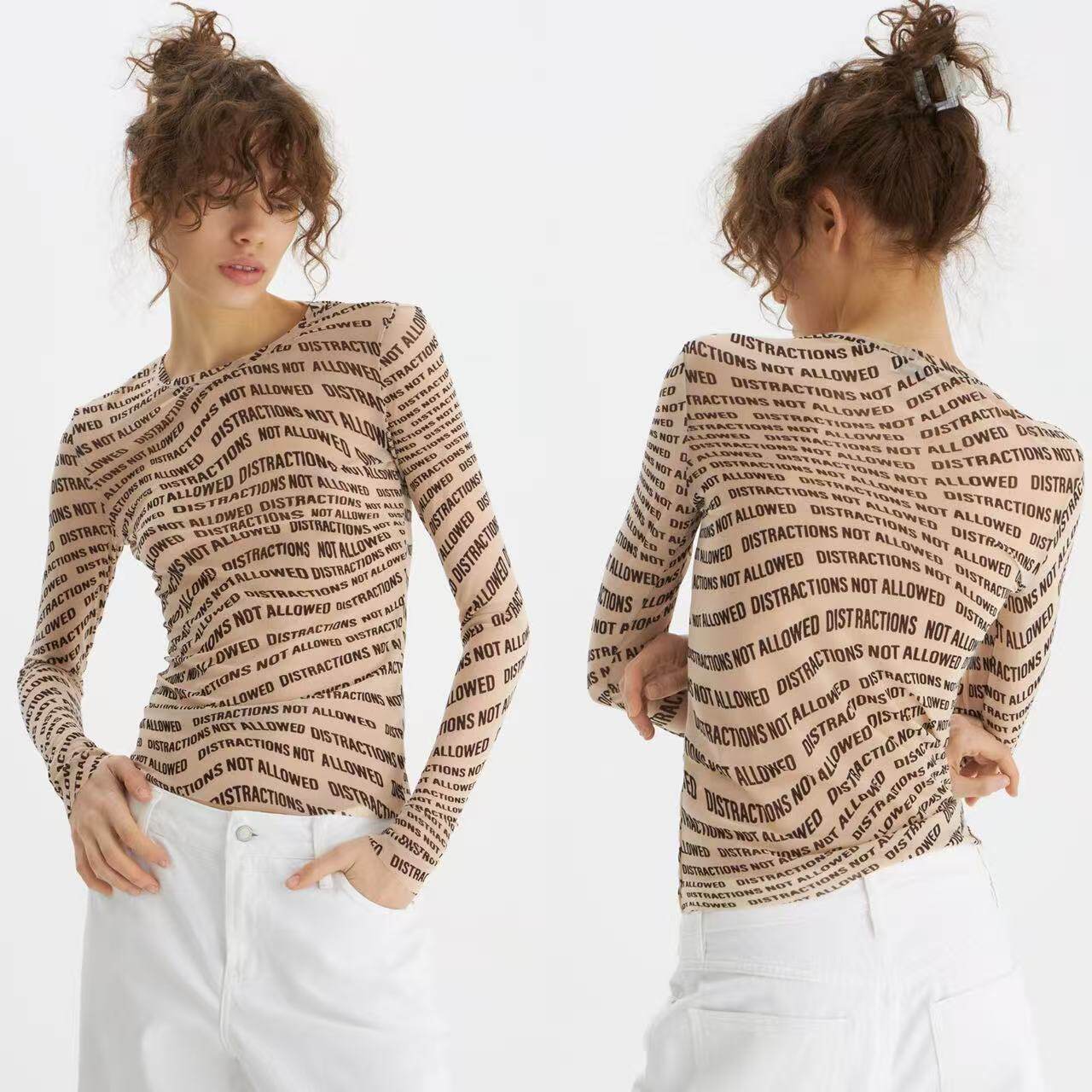 外贸俄罗斯单超软网眼长袖打底衫