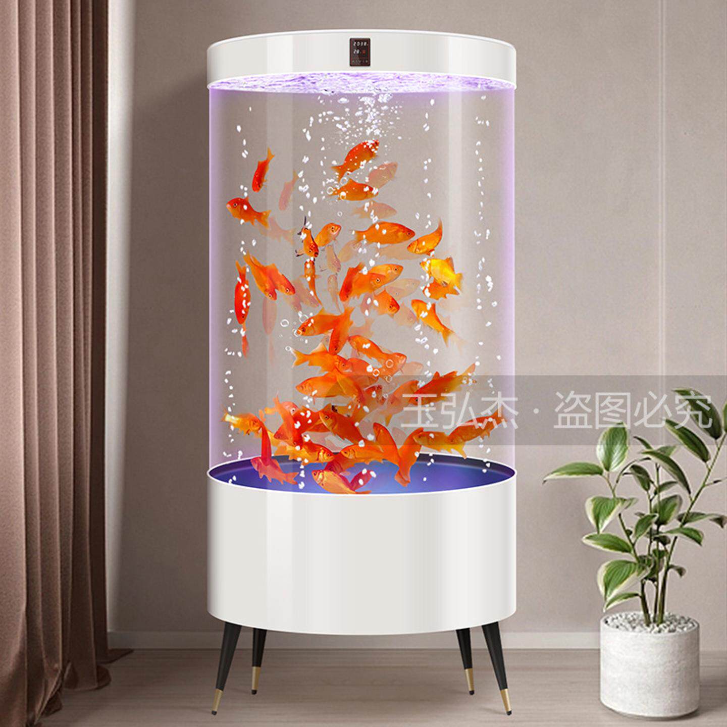 创意玻璃鱼缸圆形2026新款客厅中小型水族箱家用循环过滤免换水