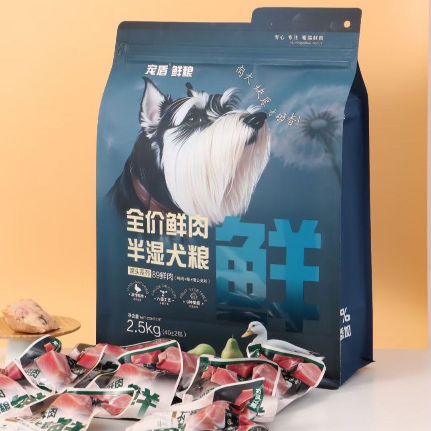 宠盾窝头鲜肉半湿狗粮鲜粮果蔬高蛋白全犬通用狗粮低温蒸煮挑食