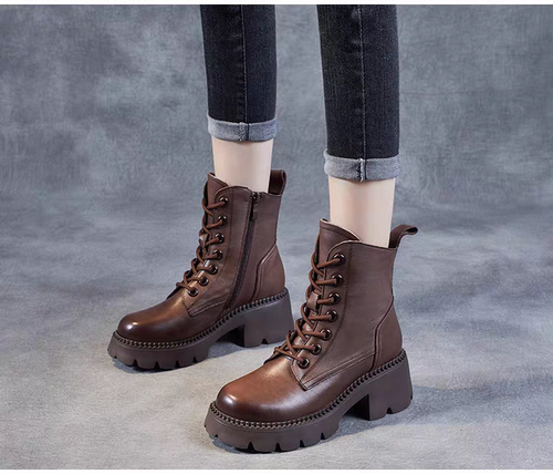 断码清仓真皮春秋季单靴马丁靴女