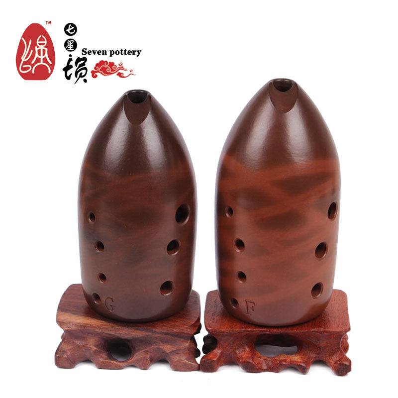 七星埙九孔双腔笔筒红陶熏烧入门初学者教学专业演奏埙民族乐器埙
