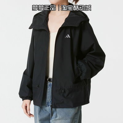 阿迪达斯女士2026新款户外防风运动加绒保暖连帽休闲外套KS2807