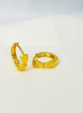 【蝴蝶结耳扣】金店同款仿黄金耳环小众精致耳扣小巧素圈结婚送礼