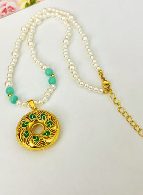 新款平安扣项链女仿黄金色