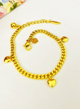 新款爱心手链女黄金色时尚轻奢
