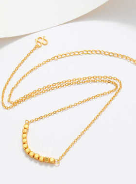 亮光小方珠新品黄金项链女