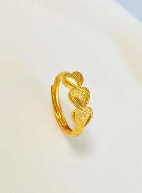 磨砂爱心黄金指环结婚送礼物