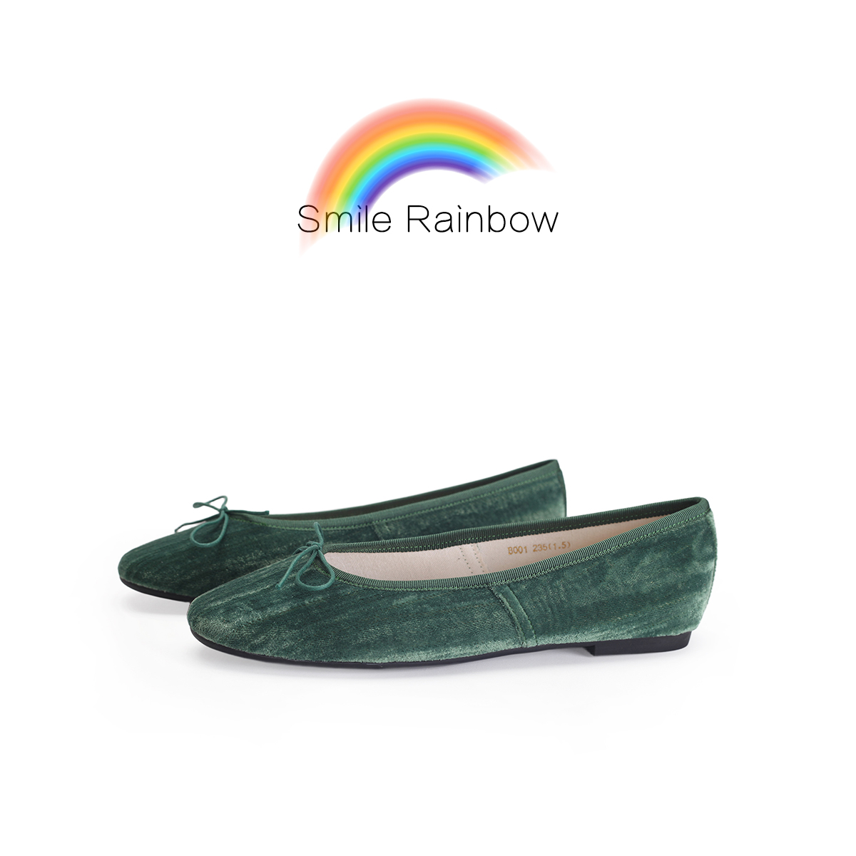 SmileRainbow墨绿色平底芭蕾鞋