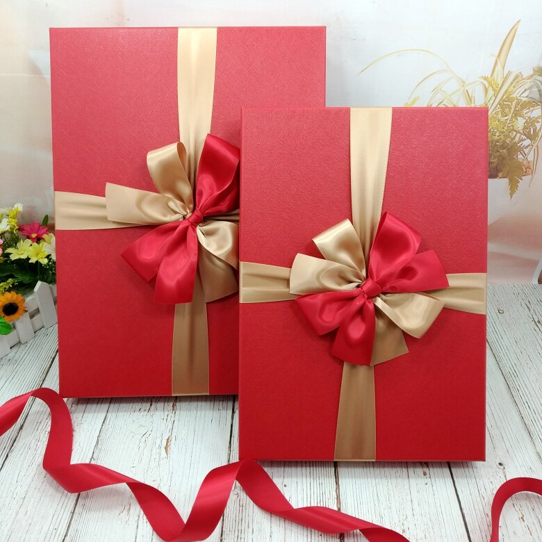 高档红色大号长方形礼品盒生日礼物盒礼服旗袍包装盒高跟鞋连衣裙