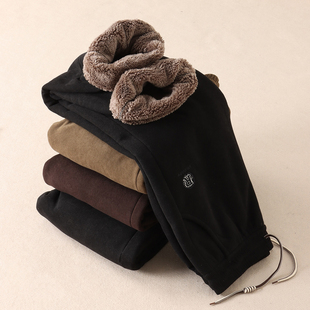 长裤 500克 高腰刺绣直筒棉裤 女冬季 F51 加厚北极绒保暖休闲裤