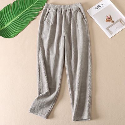 春秋显瘦松紧腰百搭灯芯绒休闲裤