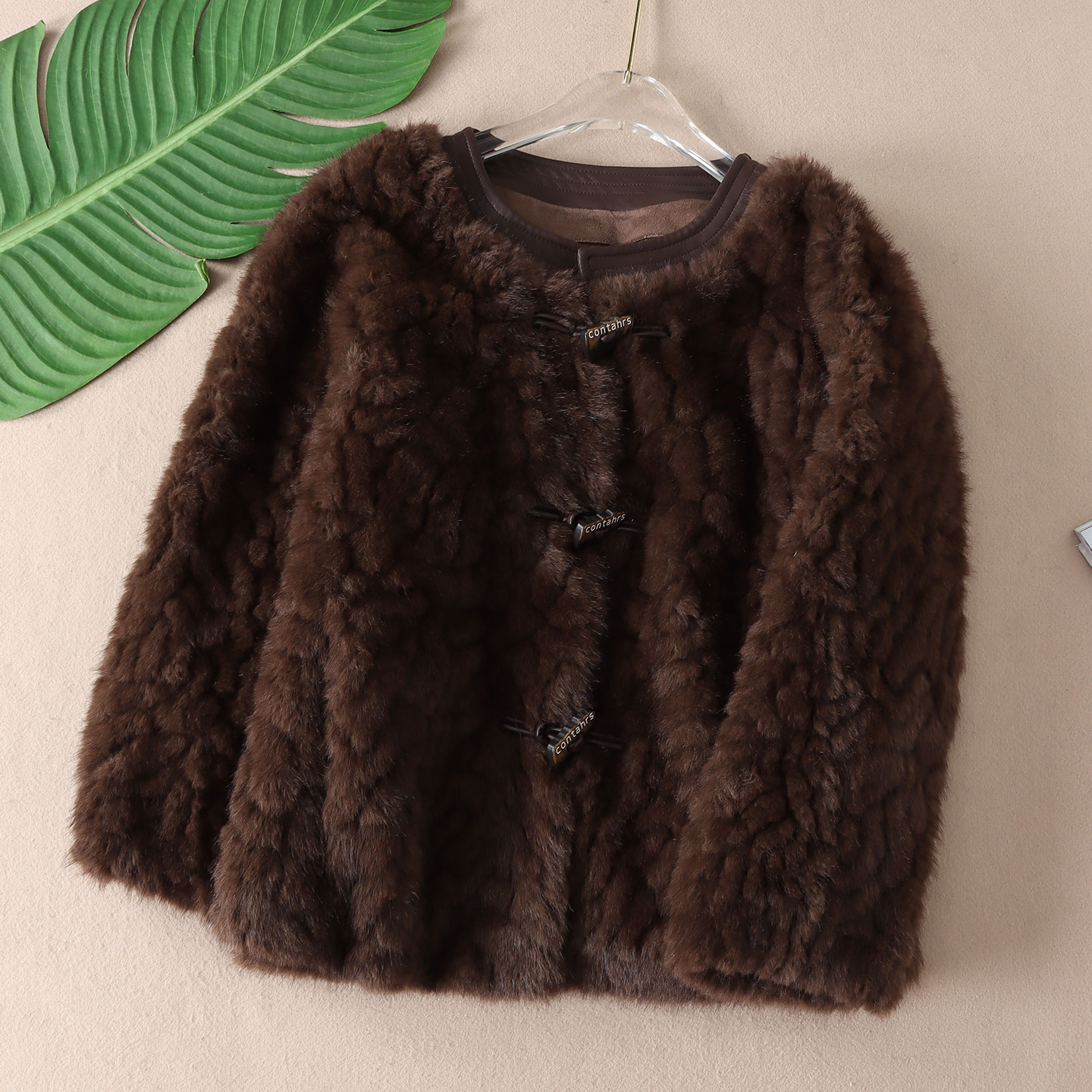 皮毛一体保暖仿水貂绒皮草外套