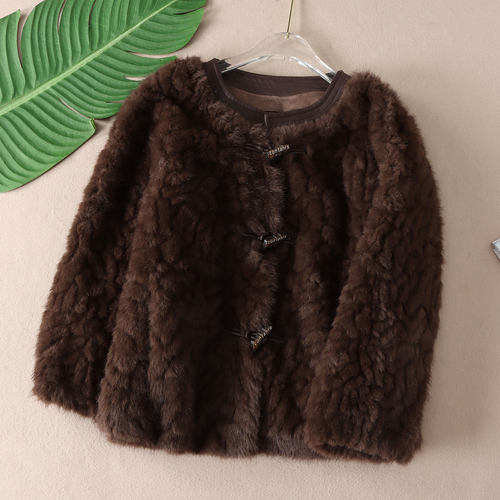 皮毛一体保暖仿水貂绒皮草外套