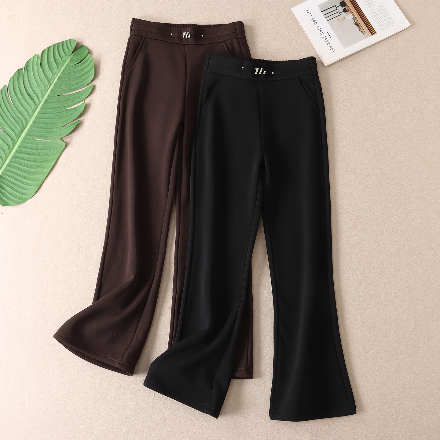 修饰腿型超显瘦加绒西装喇叭裤