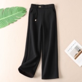 600克不起球不勾丝冬加厚一体绒黑色直筒裤 W2071 裤 女时装 显瘦西装