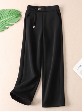 600克不起球不勾丝冬加厚一体绒黑色直筒裤女时装显瘦西装裤W2071