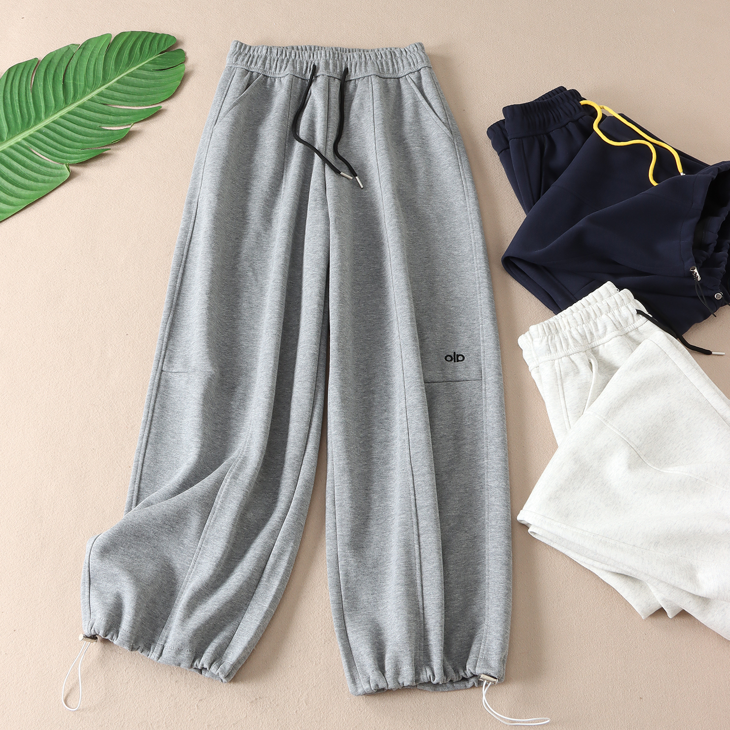 慵懒松弛美式棉质阔腿休闲运动裤