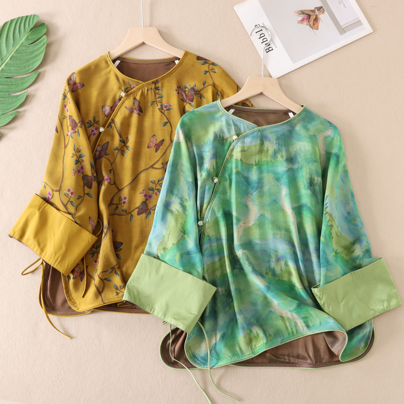 柔软垂感仿香云纱新中式上衣