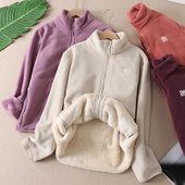 600克 暖烘烘加厚奥利绒保暖外套女冬新加厚双面绒刺绣上衣F641