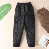 轻盈绵软保暖显瘦菱格绗线棉裤 W2069 女冬高腰外穿哈伦休闲束脚裤