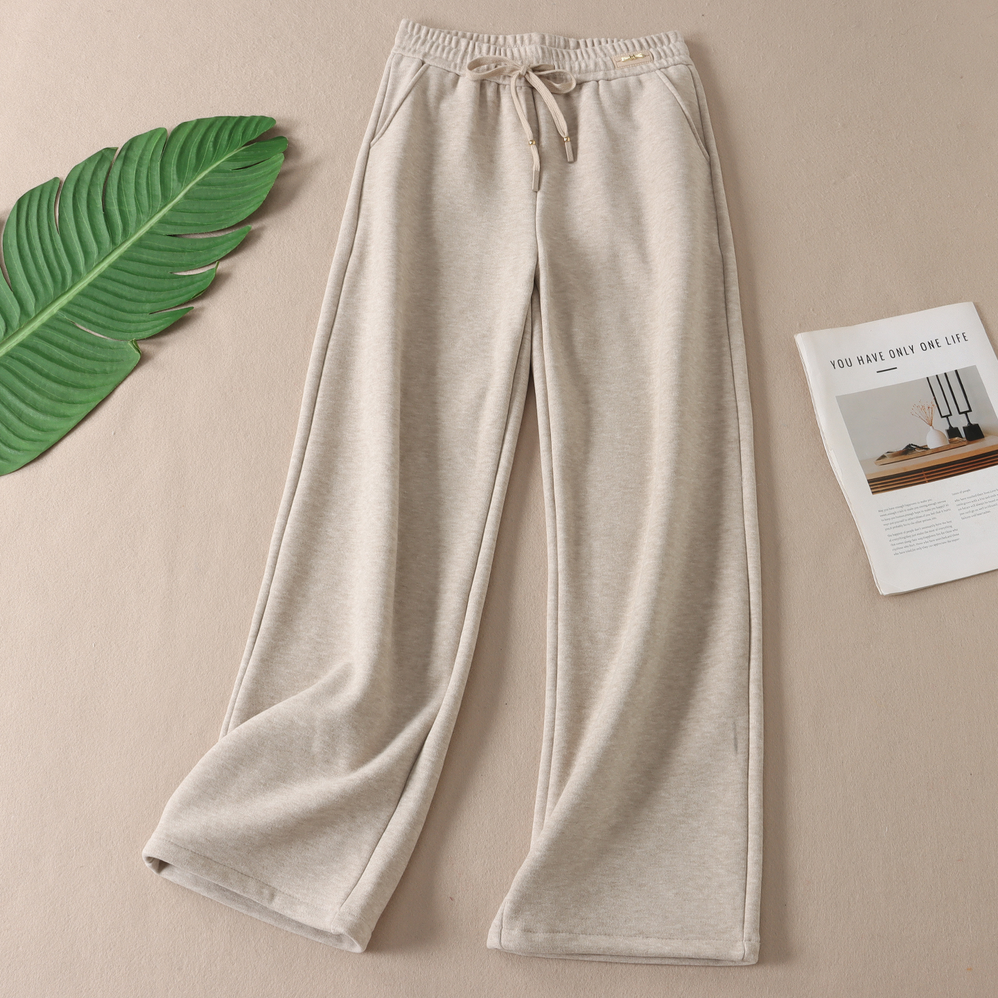 670克加厚保暖加绒窄版直筒长裤