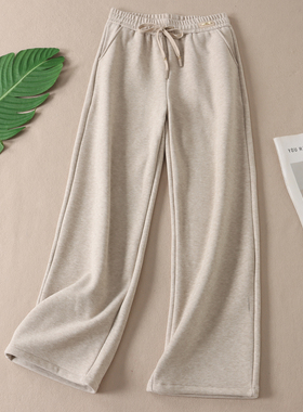 670克加厚保暖高织密加绒阔腿裤女高腰百搭时尚窄版直筒长裤子B27