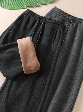 800克~零下穿加厚绒立体六片拼接松弛感针织阔腿裤女弯刀裤 W3366