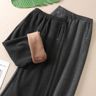 W3366 女弯刀裤 800克 零下穿加厚绒立体六片拼接松弛感针织阔腿裤