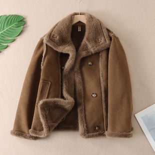 轻奢气质加厚皮毛一体时髦贵气设计感外套女冬新洋气立领皮草F410