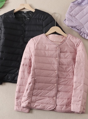 轻盈保暖排骨棉服女冬圆领单排扣校服神器内胆棉衣绗线棉袄 F582