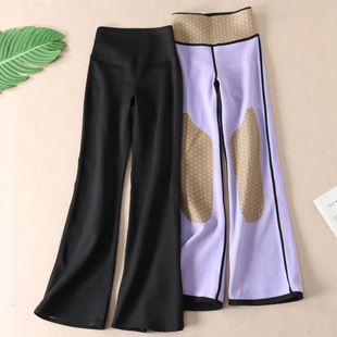 高腰收腹显瘦微喇鲨鱼裤 冬装 W631 黑金护膝加厚绒喇叭长裤 440克