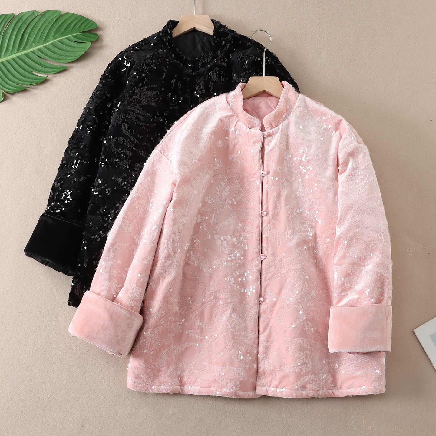 奢华贵气璀璨繁星亮片棉服外套