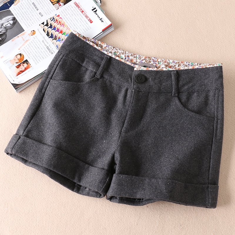 冬季外穿毛呢短裤中腰打底呢子