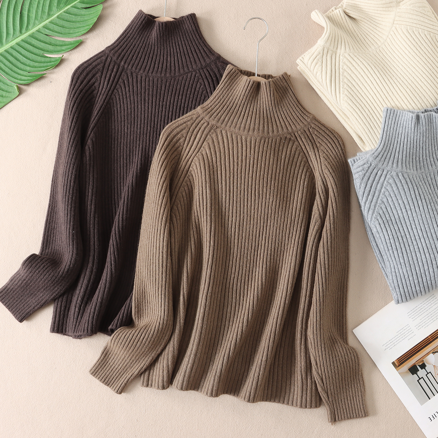 法式优雅高领保暖加厚针织毛衣